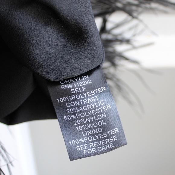 GREYLIN Black & Gold Czar Feather Trim Tweed Mini Party Dress Size XS - Picture 10 of 11